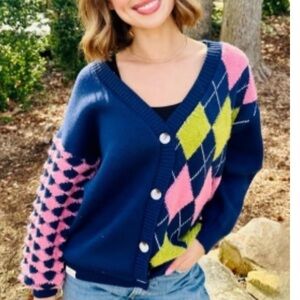 Simply Southern Plaid Cardigan Diamond Cardigan Oversized XL NWT